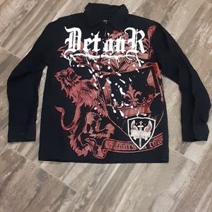 Detour size 12 black long-sleeve button-up shirt